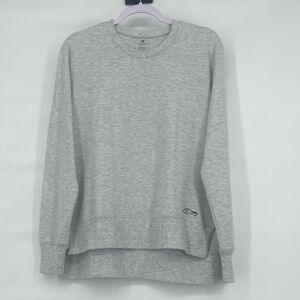 Kate Lord gray soft crew neck lightweight slit hem sweatshirt